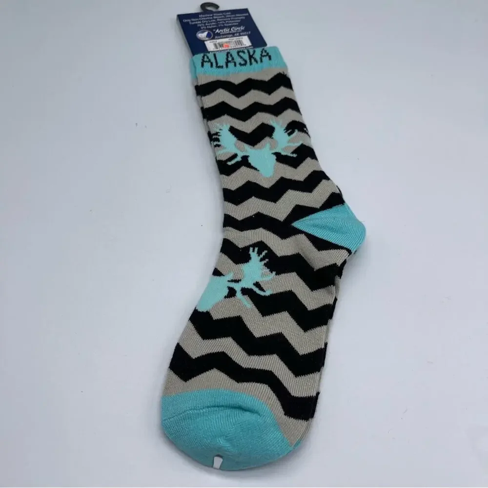NWT Alaska Chevron and Moose Socks. Size 8-11 Women